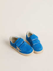 Golden Goose Young Ball Star in light blue suede with gray nubuck star and heel tab