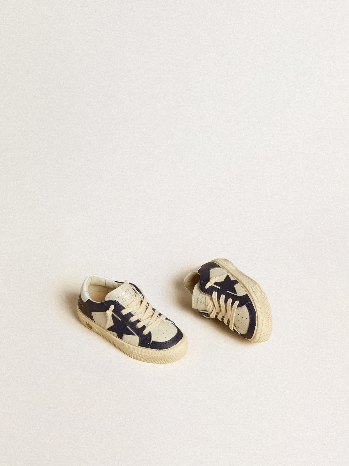 Golden Goose May Young in white and blue leather with leather star and heel tab