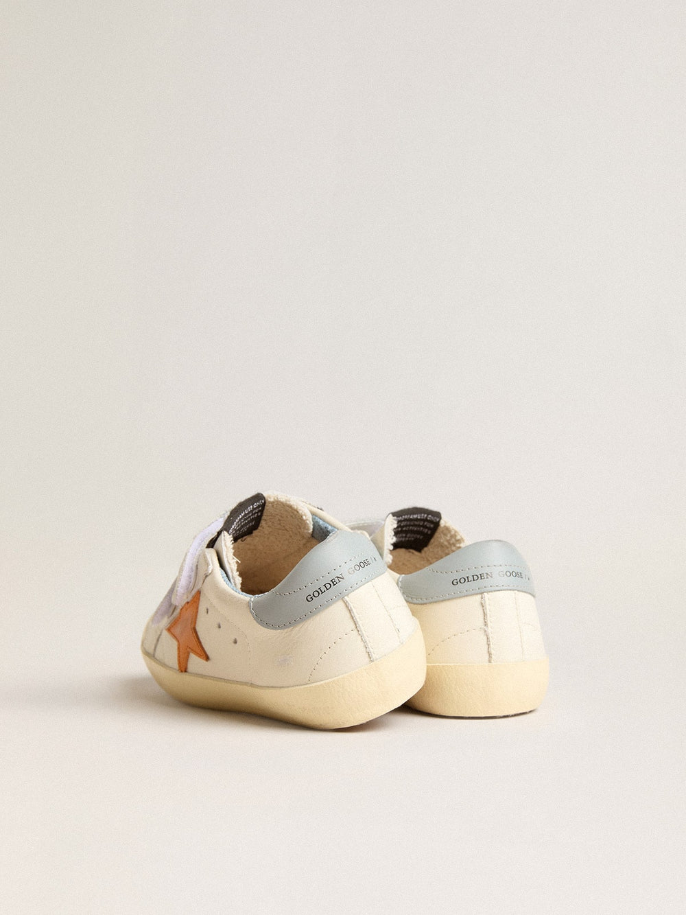 Golden Goose Young Old School in leather with orange star and baby blue heel tab