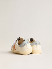 Golden Goose Young Old School in leather with orange star and baby blue heel tab