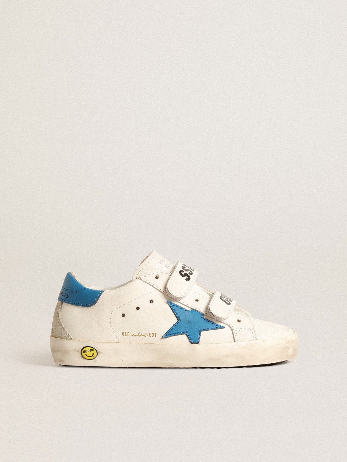 Golden Goose Old School Teen in leather with light blue star and heel tab