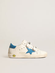 Golden Goose Old School Teen in leather with light blue star and heel tab