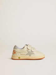Golden Goose Ball Star Teen in white leather with powder blue star and heel tab
