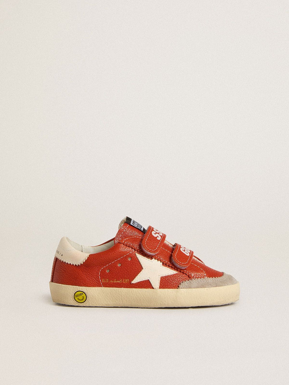 Golden Goose Young Old School in orange nappa with white star and cream-colored leather heel tab