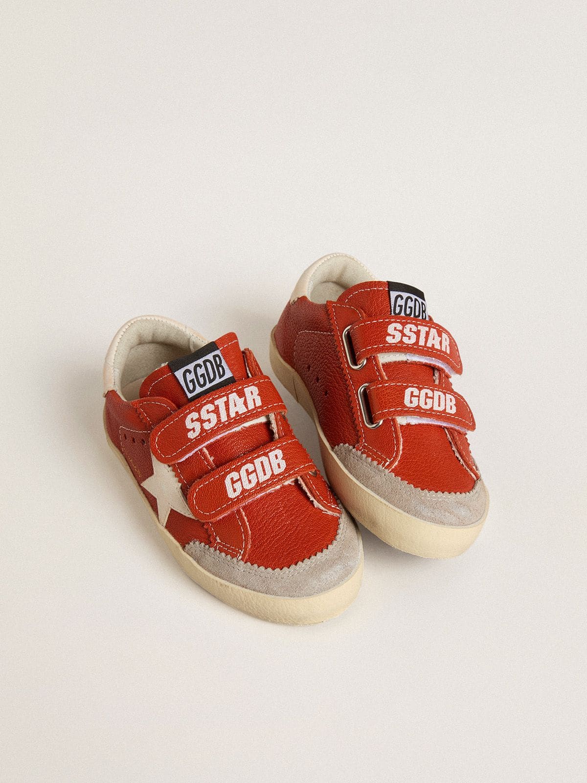 Golden Goose Young Old School in orange nappa with white star and cream-colored leather heel tab