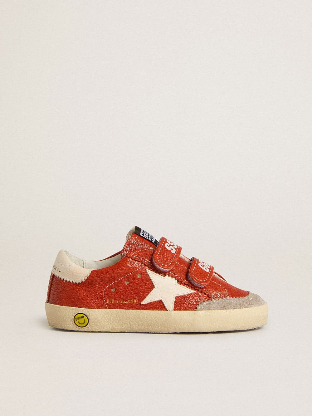 Golden Goose Teen Old School in orange nappa with white star and cream-colored leather heel tab