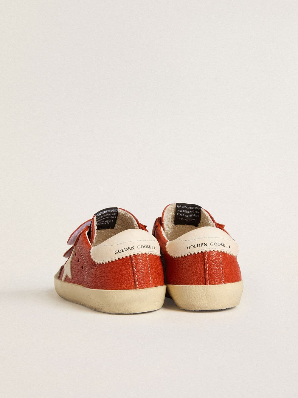 Golden Goose Teen Old School in orange nappa with white star and cream-colored leather heel tab