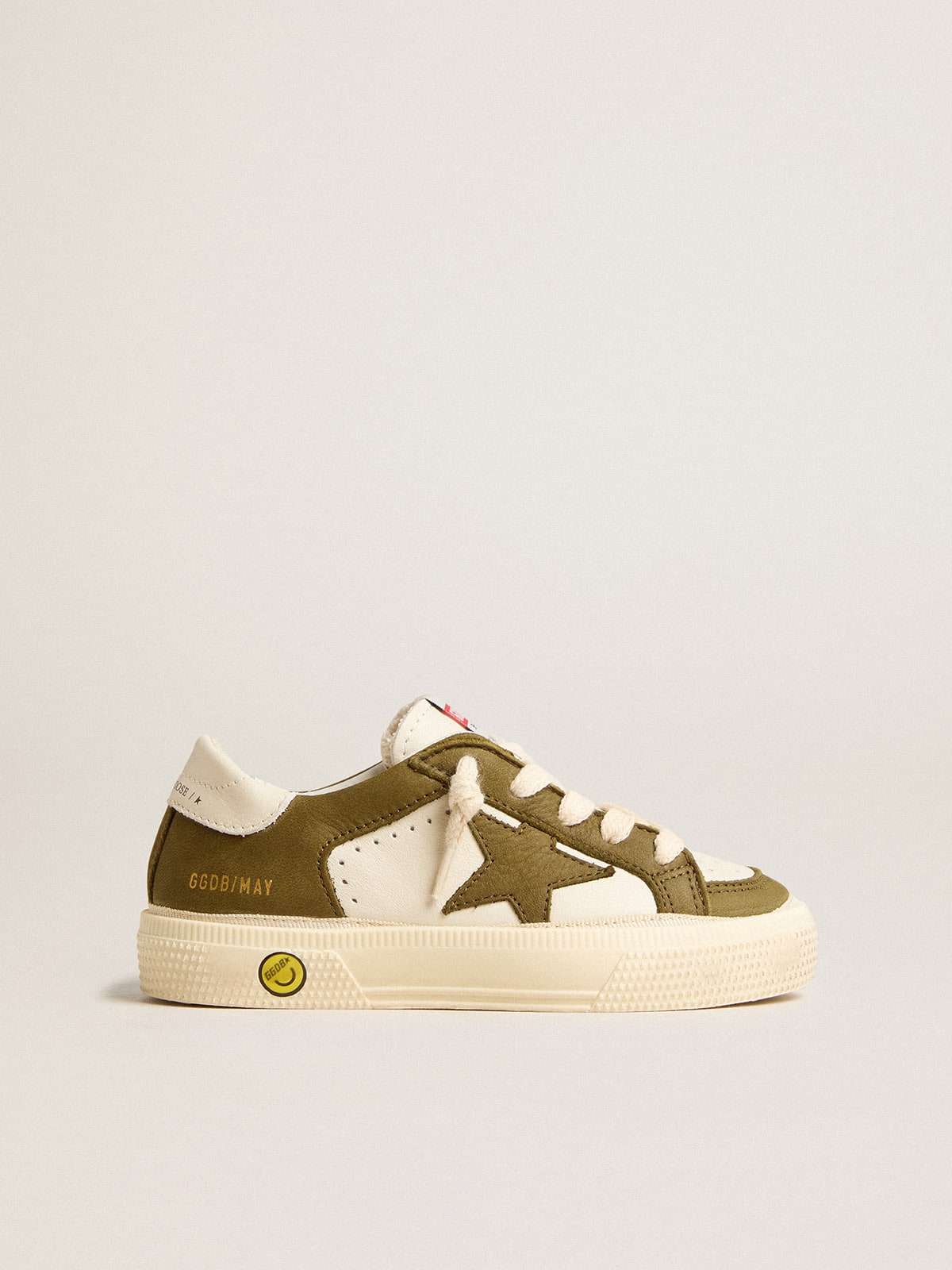 Golden Goose May Teen in white and military green leather