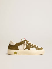 Golden Goose May Teen in white and military green leather