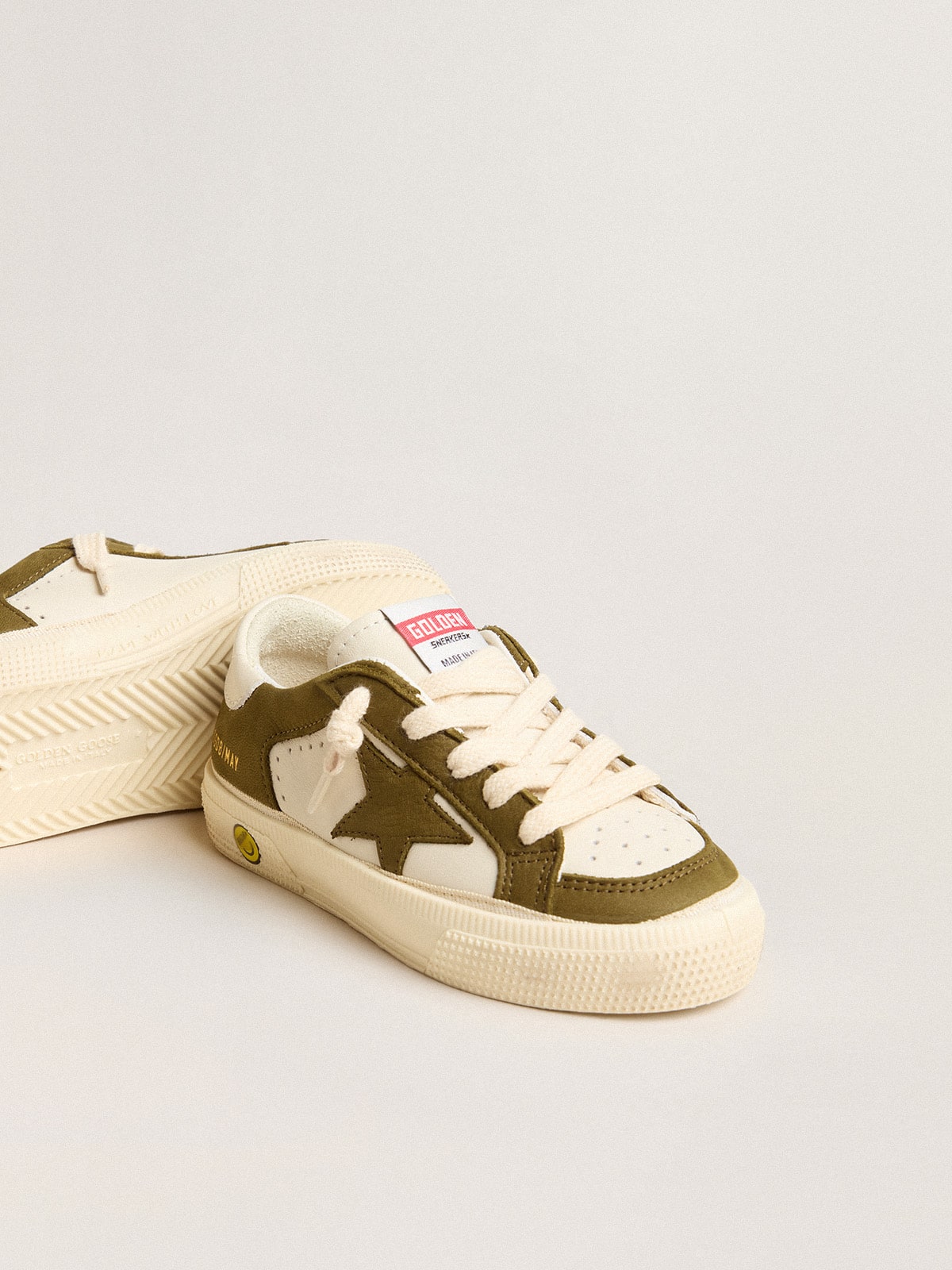 Golden Goose May Teen in white and military green leather
