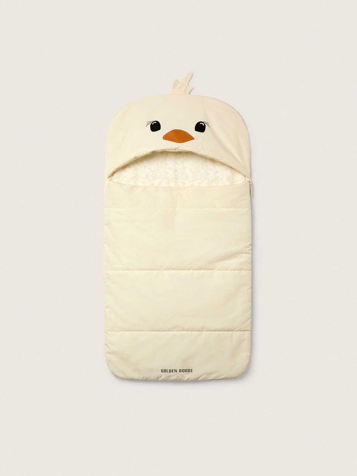 Golden Goose Journey Baby chick-shaped sleeping bag in padded nylon