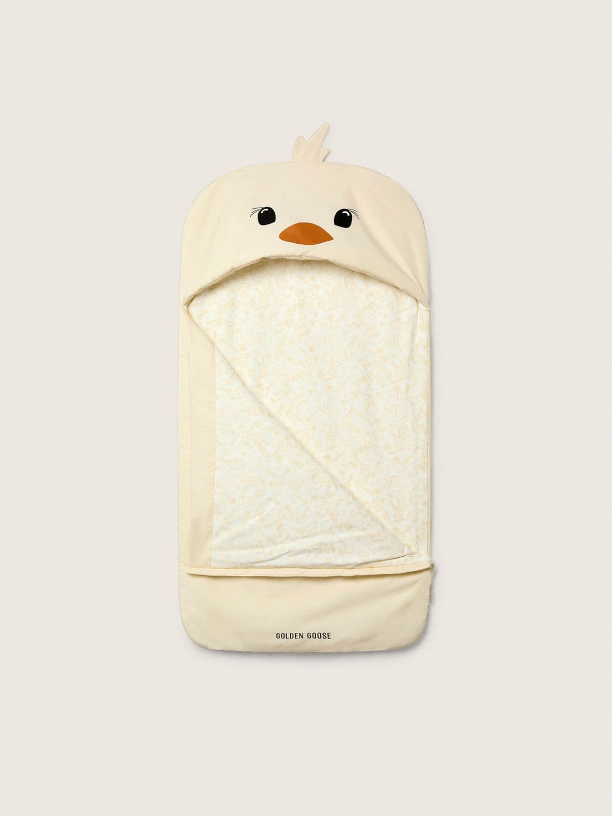 Golden Goose Journey Baby chick-shaped sleeping bag in padded nylon