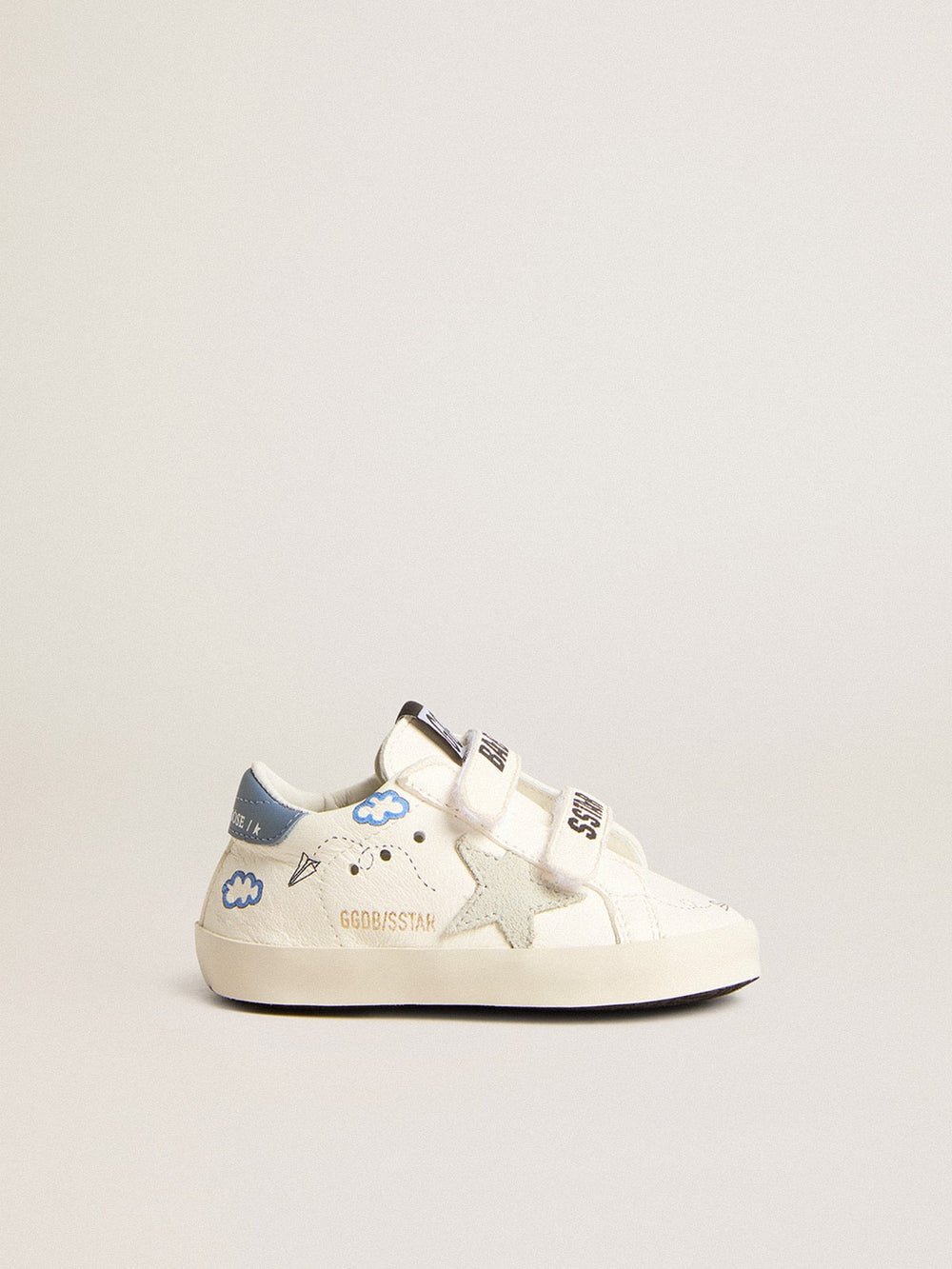 Golden Goose Baby Old School with suede star and light blue leather heel tab