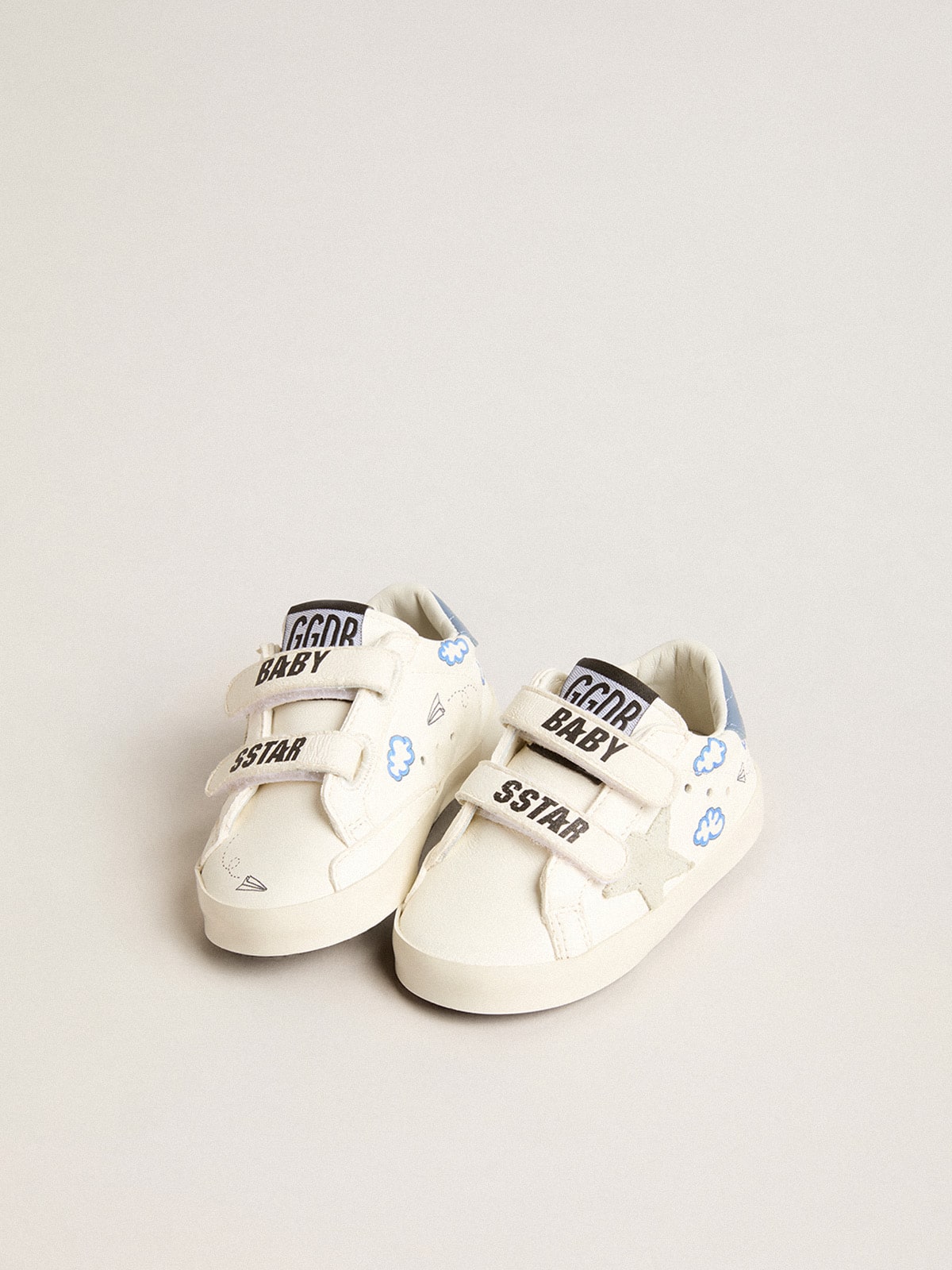 Golden Goose Baby Old School with suede star and light blue leather heel tab
