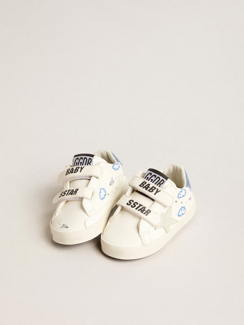Golden Goose Baby Old School with suede star and light blue leather heel tab