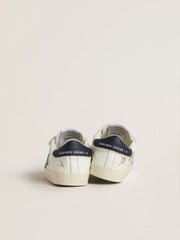 Golden Goose Baby School in white nappa with light blue suede star and tennis motif