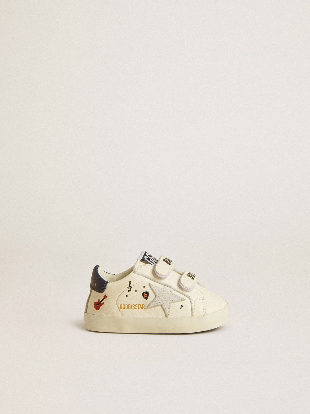 Golden Goose Baby School in nappa leather with musical print and white suede star