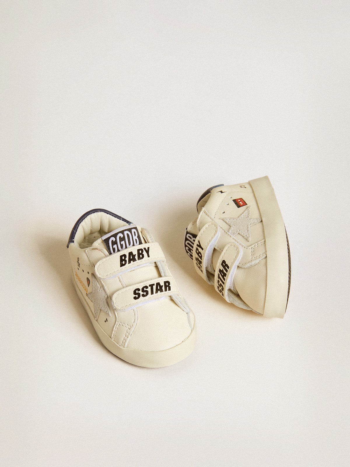Golden Goose Baby School in nappa leather with musical print and white suede star