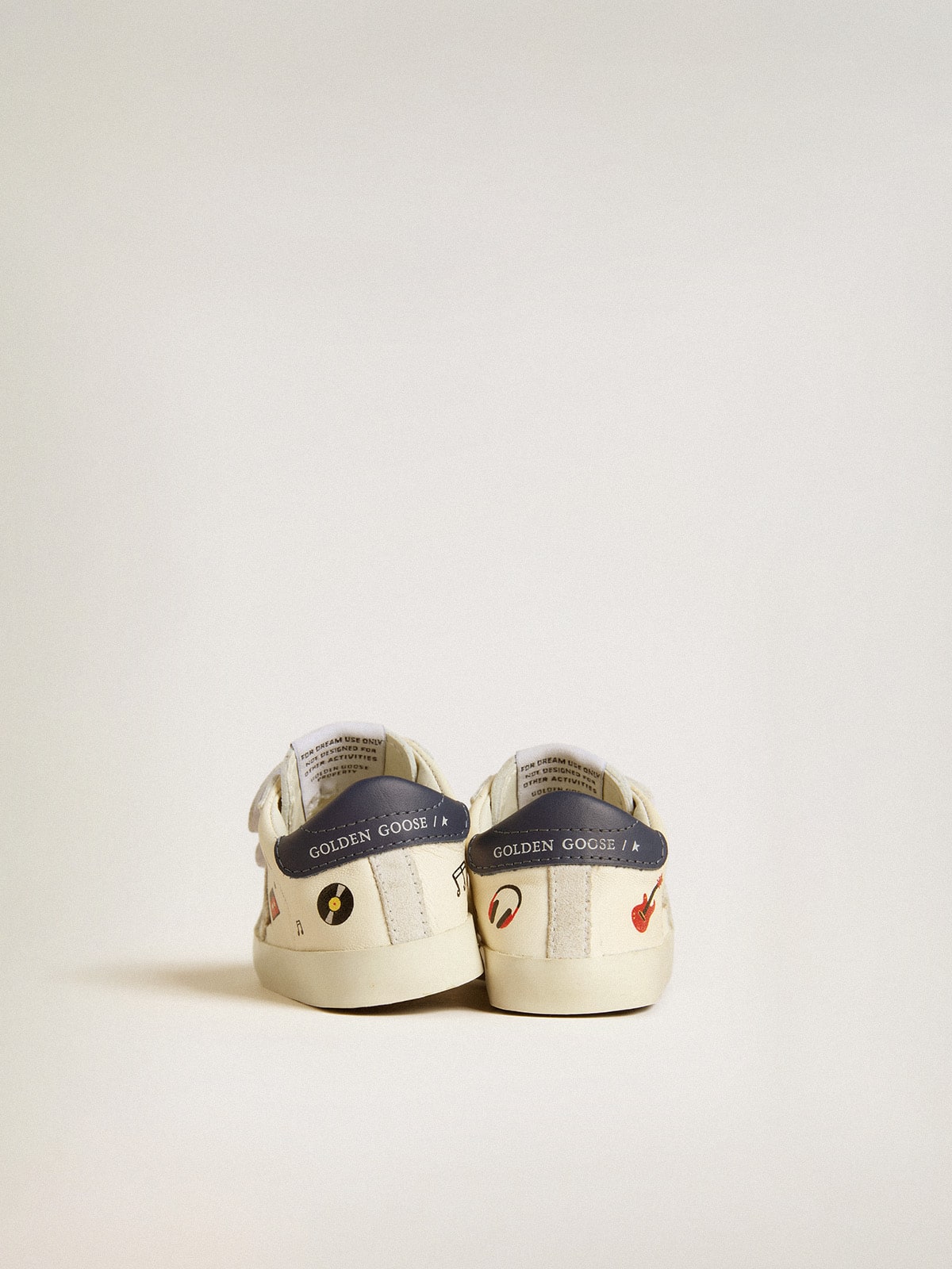 Golden Goose Baby School in nappa leather with musical print and white suede star