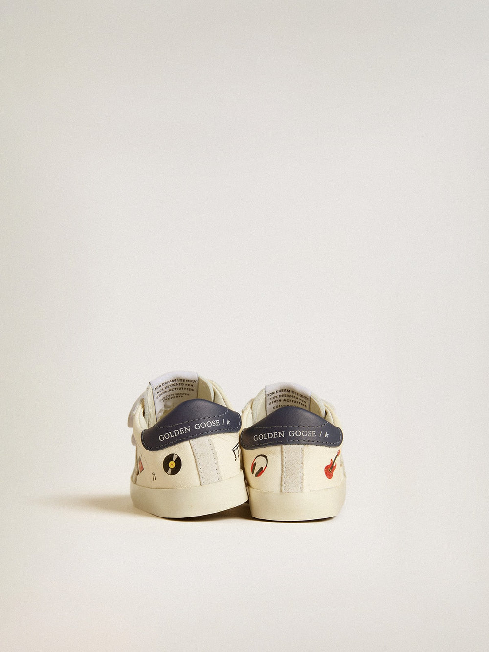 Golden Goose Baby School in nappa leather with musical print and white suede star
