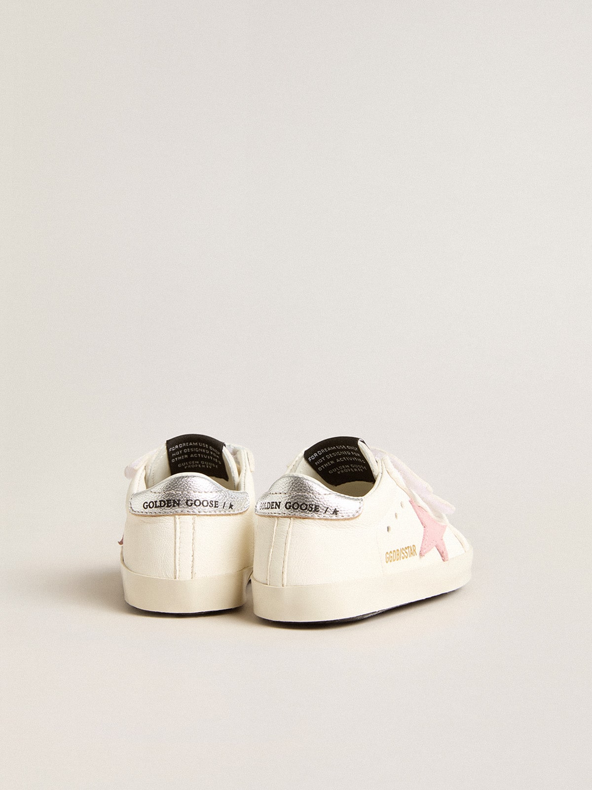 Golden Goose Baby Old School with pink leather star and silver leather heel tab