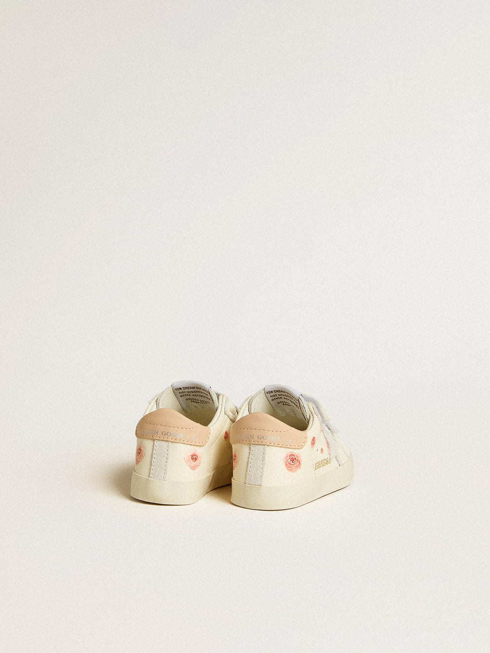 Golden Goose Baby School in nappa leather with pink rose motif and white suede star